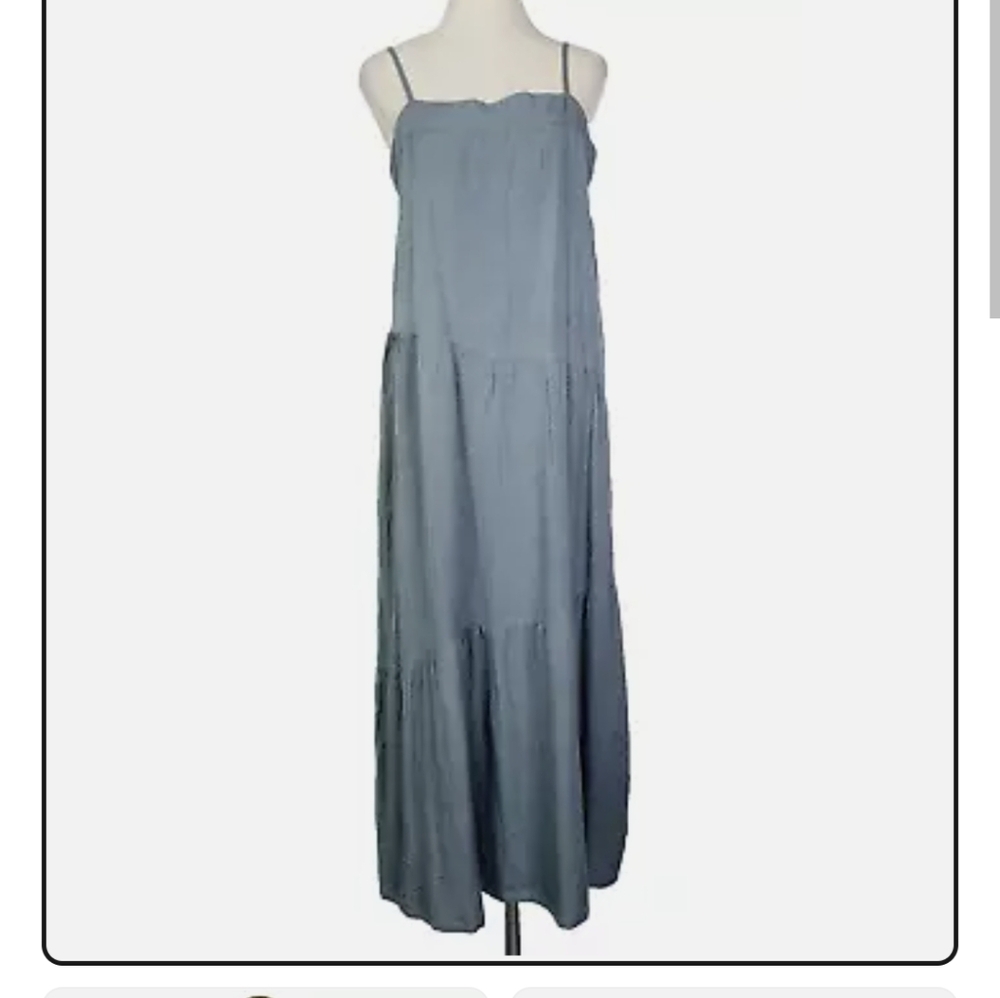 Sim & Sam Linen Blend B Maxi Dress Sz.S Dusty Blue NWT